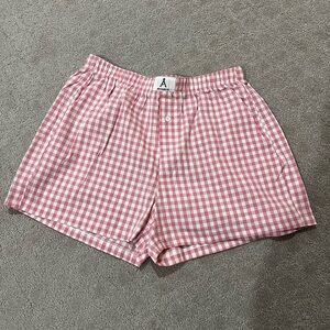Anrabess Pink Gingham Checkered Shorts - Size M